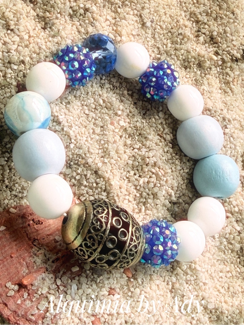 Oversized white jade + VACATION /EUROPE TRIP BRACELET